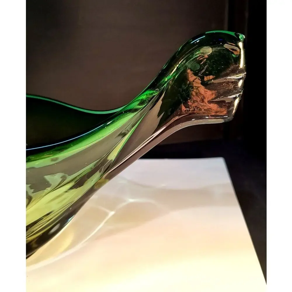 146.  Murano Style Green and Amber Blown Glass dish